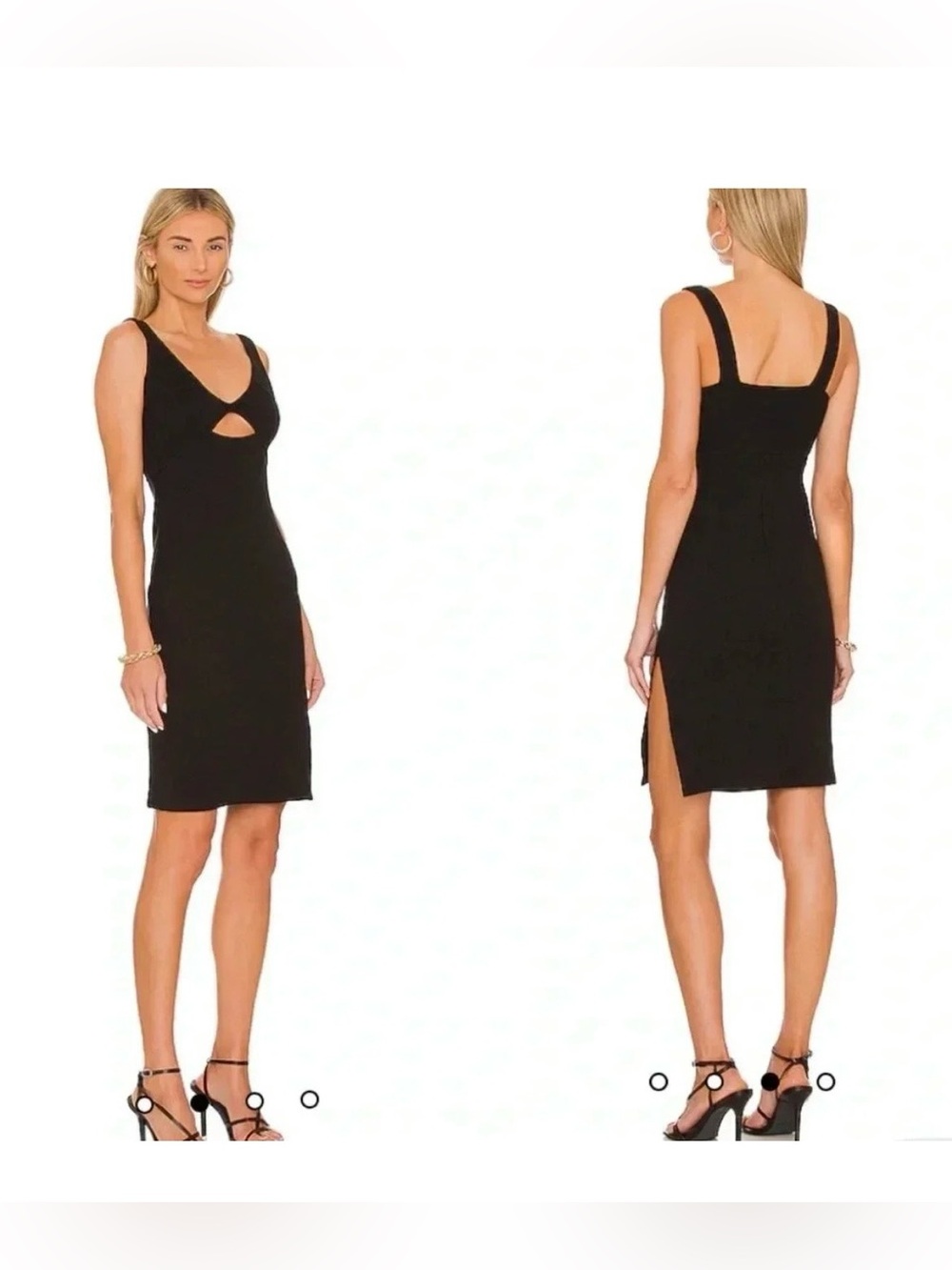 BB Dakota Body Talk Black Ribbed Peekaboo Cutout Mini Dress L NWOT - Picture 2 of 9
